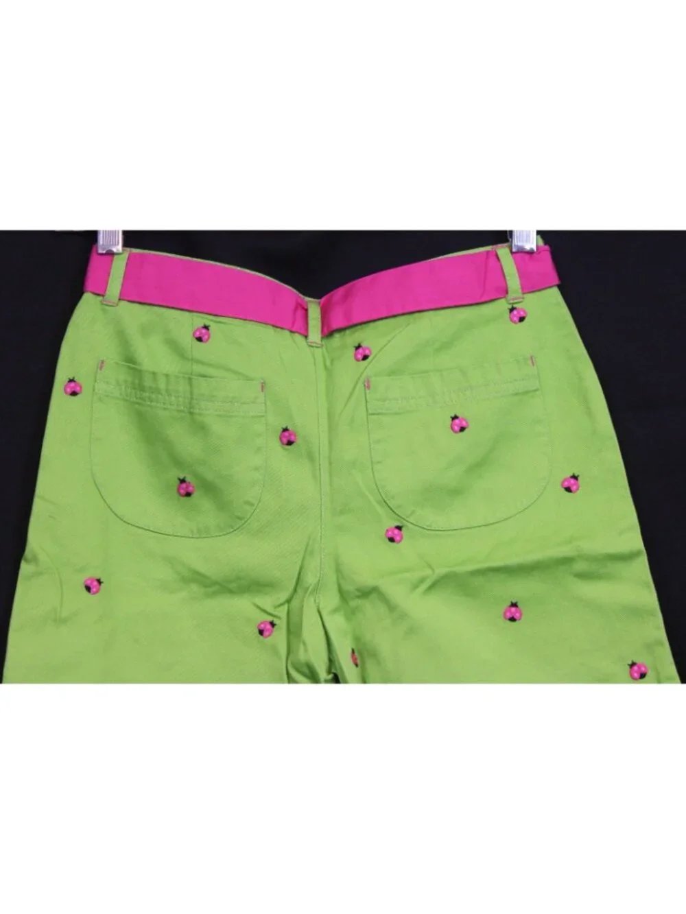 2009 Gymboree Pretty Lady Green Bermuda Shorts sz 12 Embroidered Ladybugs Belt